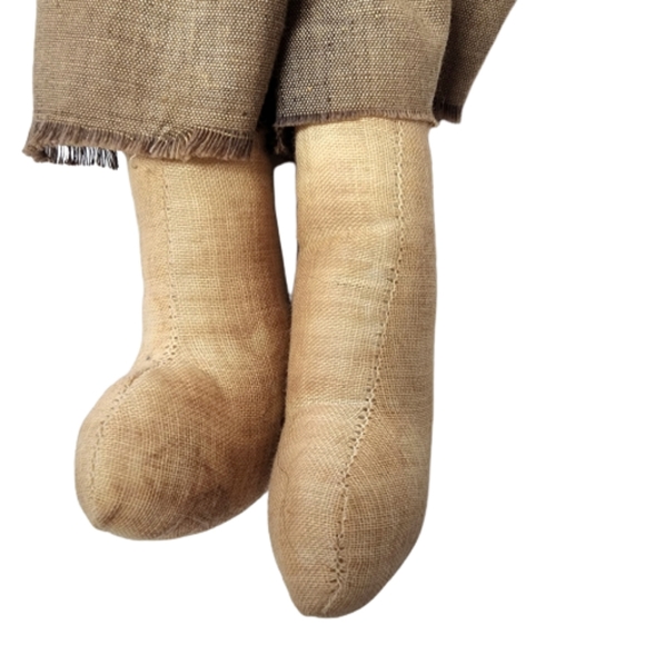 Antique Embroidered Handmade Handstitched Stuffed Handsewn Farmers Boy Doll - Picture 8 of 12